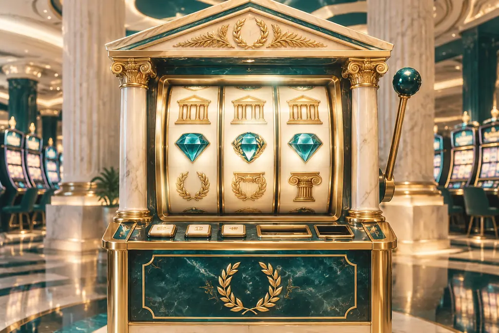 Mesin slot bertema kuil dan permata di kasino